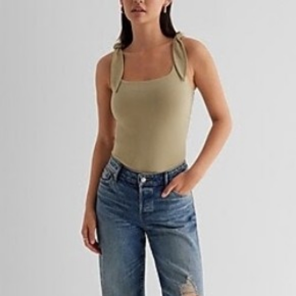 Express Square Neck Tie Shoulder Bodysuit